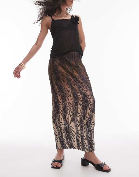 Topshop - Rok van plissé met slangenprint in multi - view 1