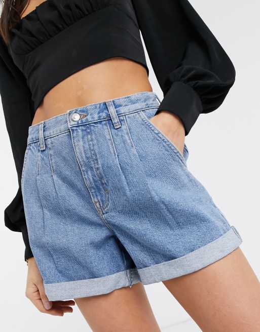 Rolled hem store denim shorts