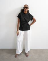 Topshop roll sleeve cinch tee in black