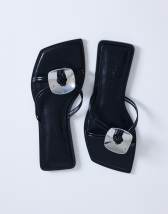 Topshop Rolo hardware detail flat sandal in black