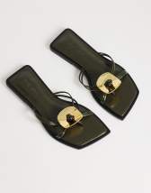 Topshop Rolo hardware detail flat sandal in olive