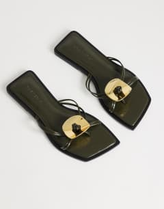 Rolo hardware detail flat sandal in olive