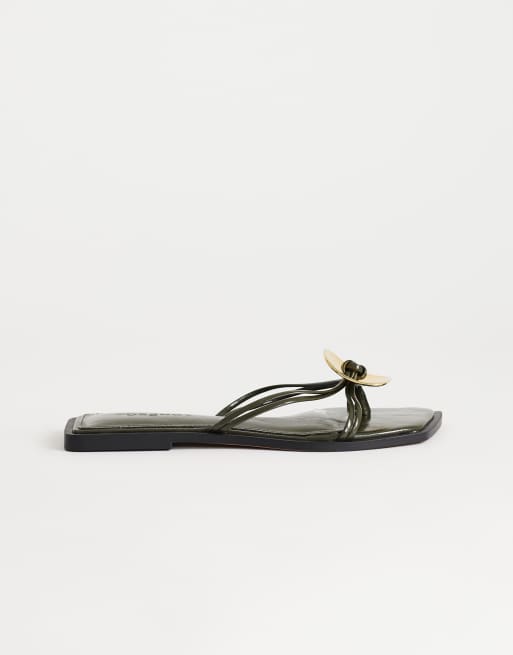 Topshop – Rolo – Olivgröna, platta sandaler med metalldetaljer, 2 av 4