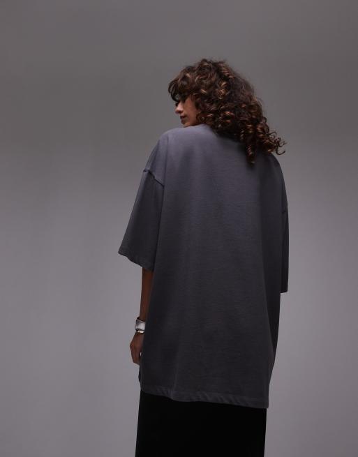 Topshop – Roma 1989 – Mörkgrå t-shirt i oversize med grafiskt tryck, 4 av 4