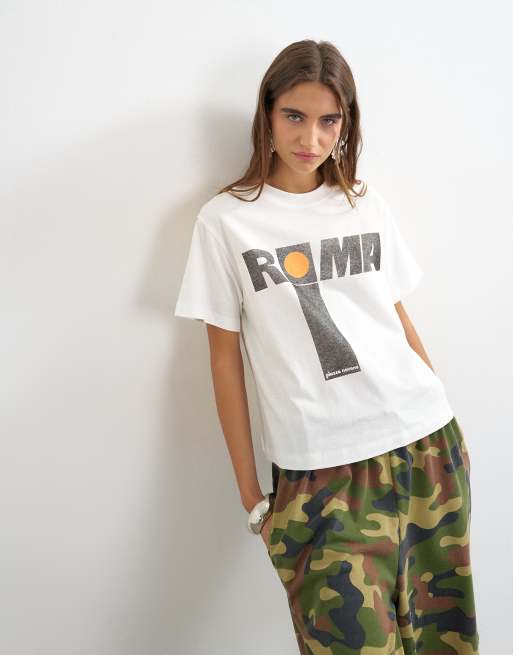 Topshop 'Roma' biały T-shirt boxy z nadrukiem, 4 z 4