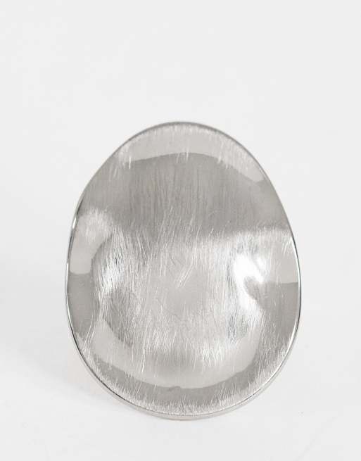 Topshop Romeo bague disque en acier inoxydable argent brossé, 3 de 4