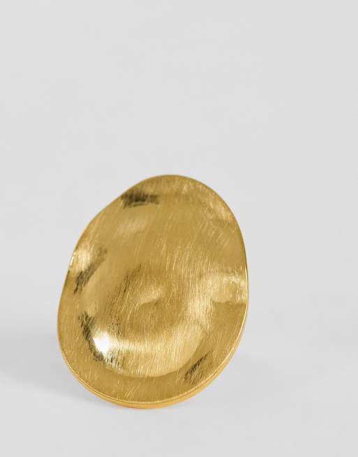 Topshop Romeo waterproof stainless steel disk ring in gold brushed, 3 of 3