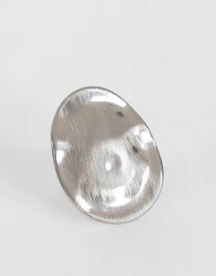 Romeo waterproof stainless steel disk ring in silver brushed | Topshop