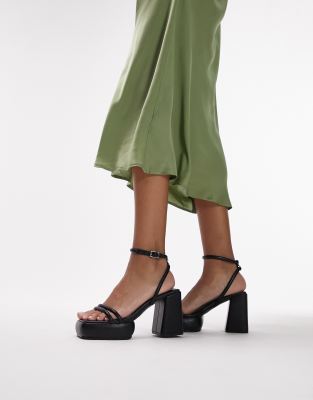 Topshop - Romeo - Zweiteilige Plateauschuhe in Schwarz