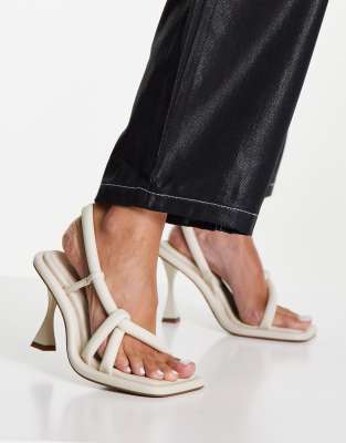 Topshop Ronda padded high heeled sandal in off white