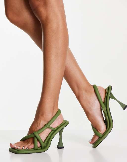 Khaki 2025 heeled sandals