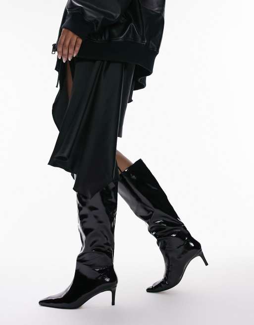 Topshop - Rora - Bottes pointues à talon à enfiler - Noir verni, 3 de 4