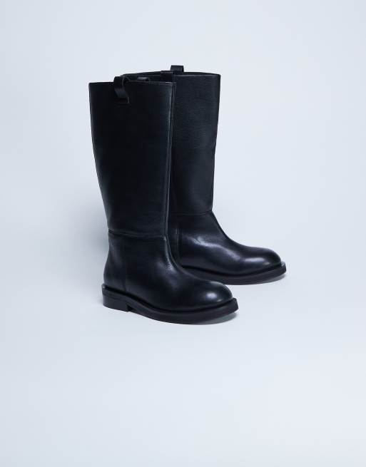 Topshop - Rory - Stivali da equitazione in vera pelle neri, 3 di 4