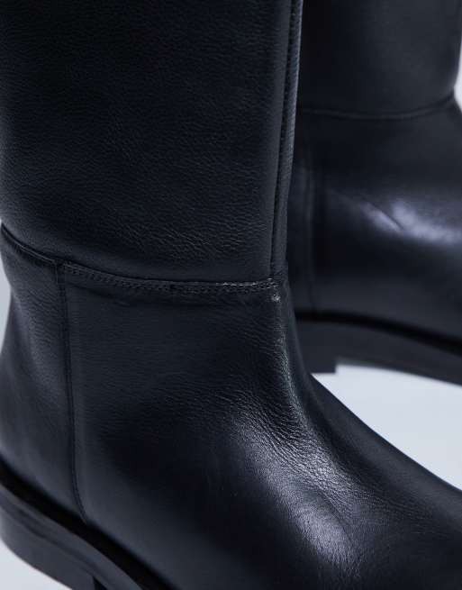 Topshop - Rory - Stivali da equitazione in vera pelle neri, 4 di 4