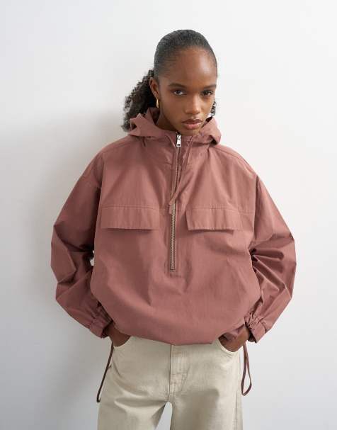 Topshop – Rosa bomberjacka i nylon som dras över huvudet, del av set - view 1