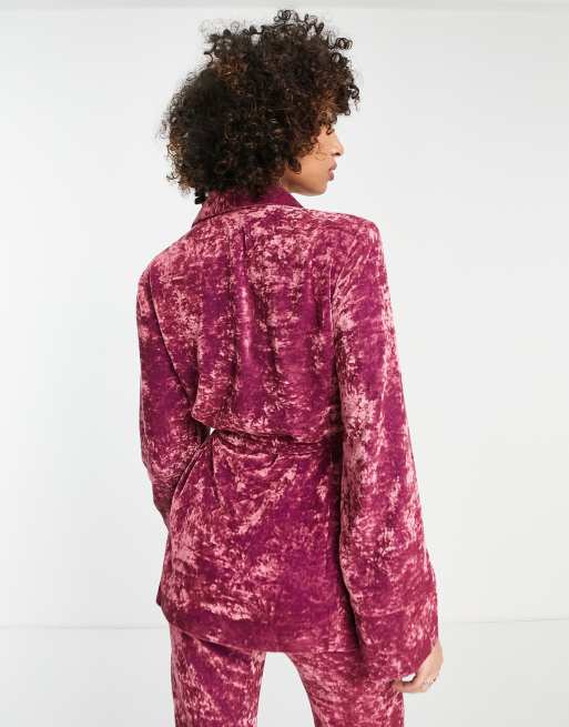 Topshop – Rosa kavaj av krossad sammet, 2 av 4