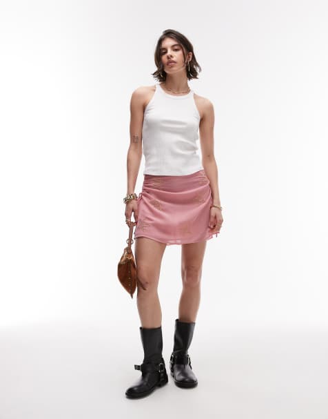 Topshop – Rosa minikjol med pärlprydda stjärnor - view 1