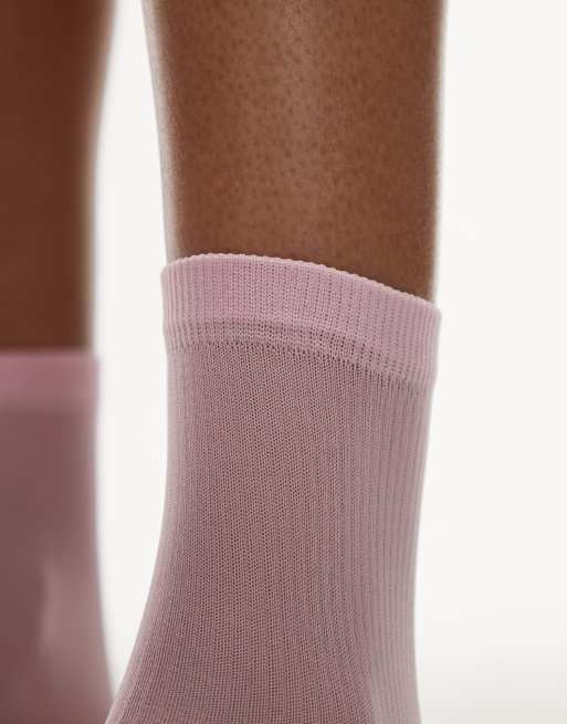 Topshop – Rosa, ribbade och skira strumpor, 2 av 3