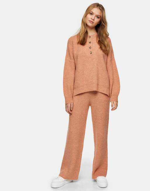 Topshop – Rosa stickade byxor