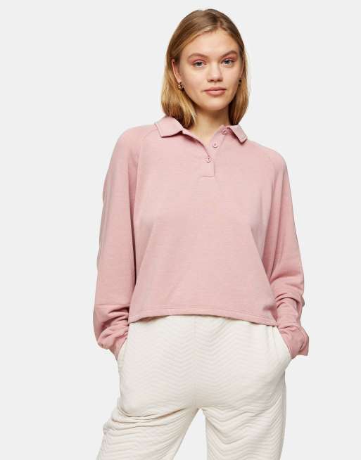 Topshop – Rosa sweatshirt i mysig rugby-modell