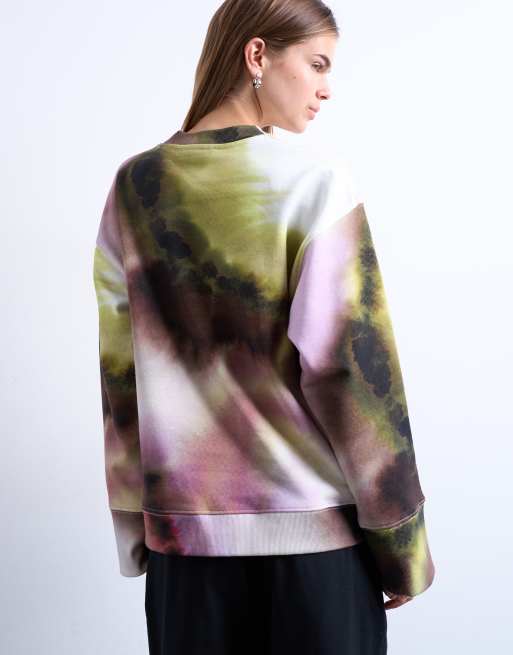 Topshop – Rosa sweatshirt i oversized fit med abstrakt mönster, 3 av 4