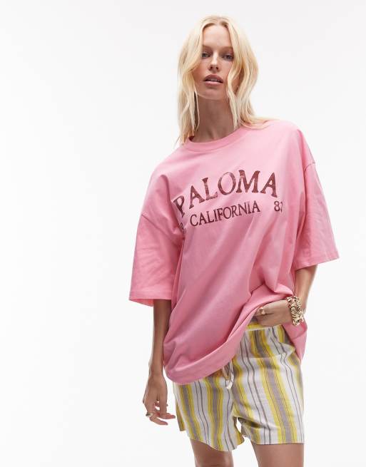 Topshop – Rosa t-shirt i jersey och oversize med Paloma-tryck, 3 av 4