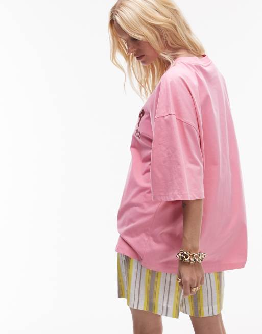 Topshop – Rosa t-shirt i jersey och oversize med Paloma-tryck, 4 av 4
