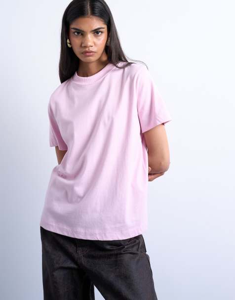 Topshop – Rosa t-shirt med boxig passform - view 1
