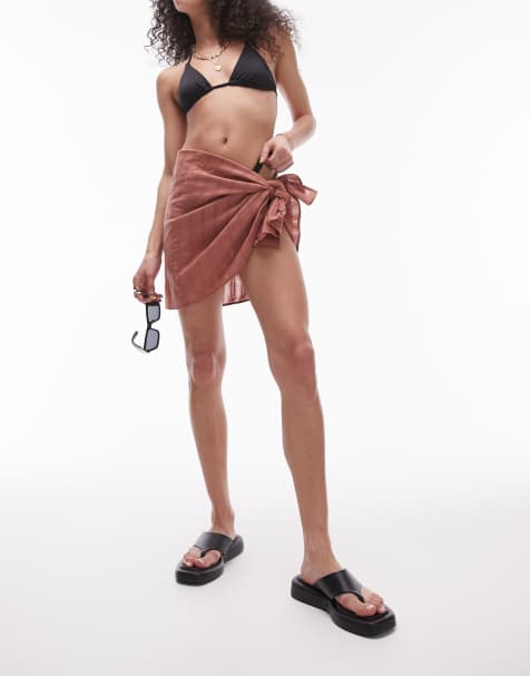 Topshop – Rosa, texturerad sarong för stranden - view 1