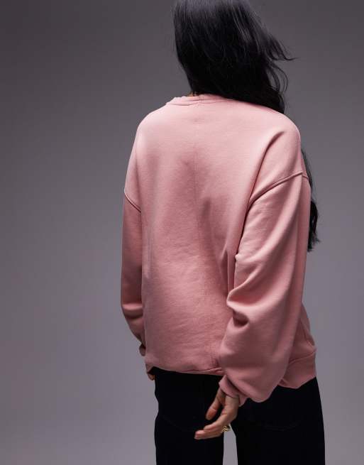 Topshop – Rosa, tvättad sweatshirt i oversize med 'La Dolce Vita'-tryck, 4 av 4