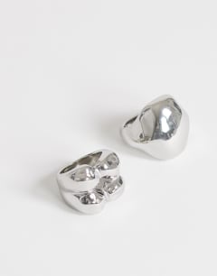 Rose 2 pack waterproof stainless steel ring in silver