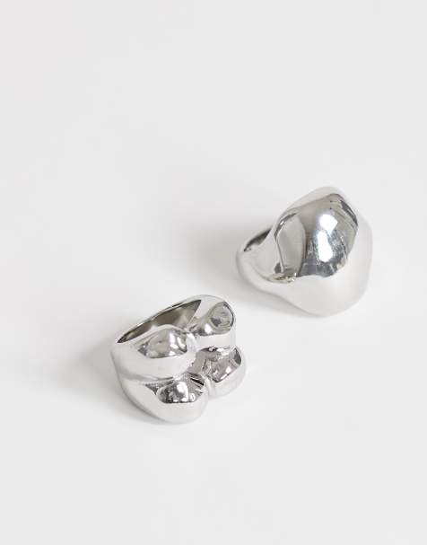 Topshop - Rose - Pack de 2 anillos plateados de acero inoxidable resistente al agua - view 1