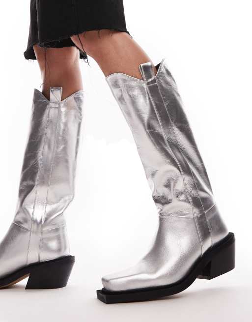 Topshop store silver boots