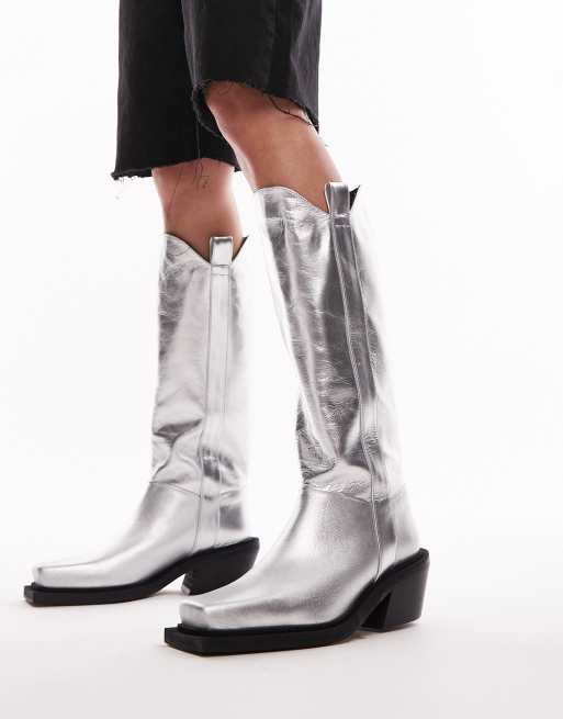 Silver boots hot sale topshop