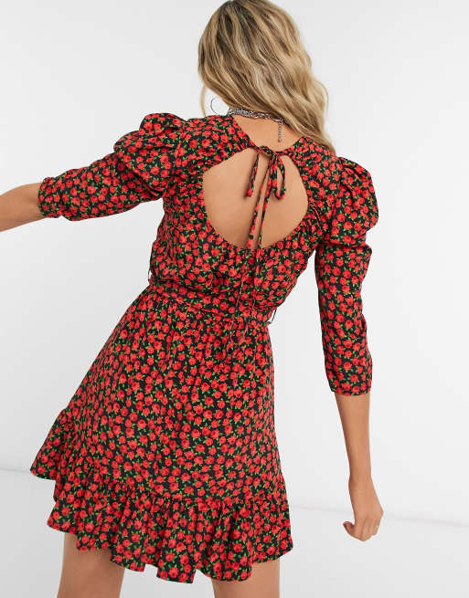 Rose print mini store dress