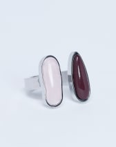 Topshop Rosie stainless steel ring with burgundy & pink semi precious stones in silver tone