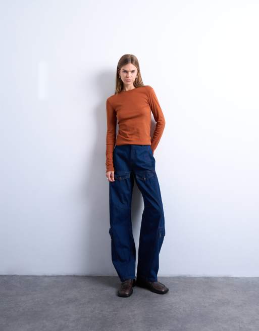 Topshop – Rostfärgad vardags-t-shirt med långa ärmar, 2 av 4