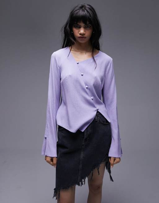 Topshop – Rouleax – Liliowy top ze wzorem i rozcięciem
