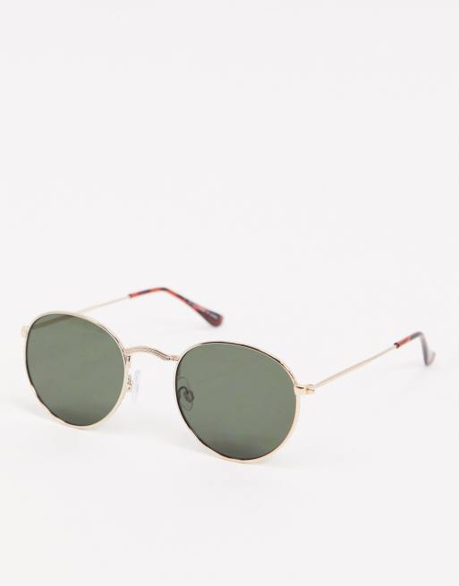 round metal rim sunglasses in gold ASOS