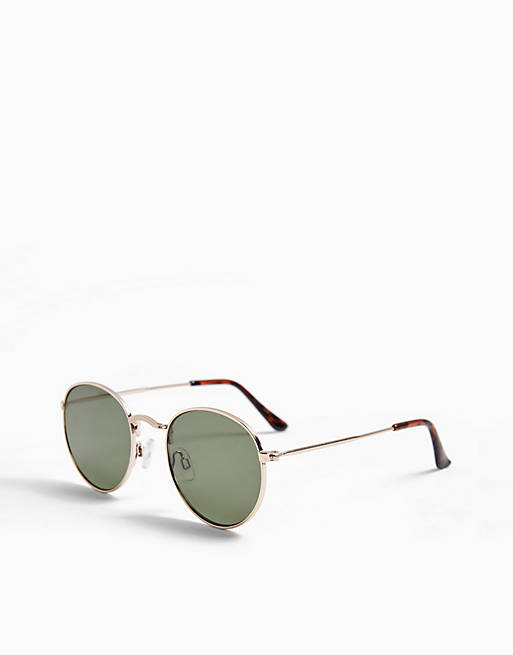 Topshop round metal sunglasses in gold