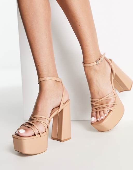 Topshop – Roux – Buty na platformie z paseczkami w naturalnym kolorze