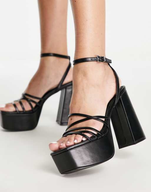 Topshop Roux strippy platform in black