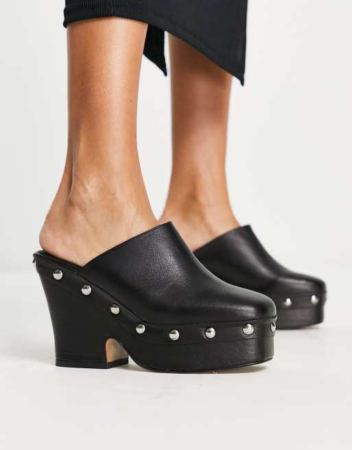 Topshop – Rowan – Czarne chodaki ze skóry