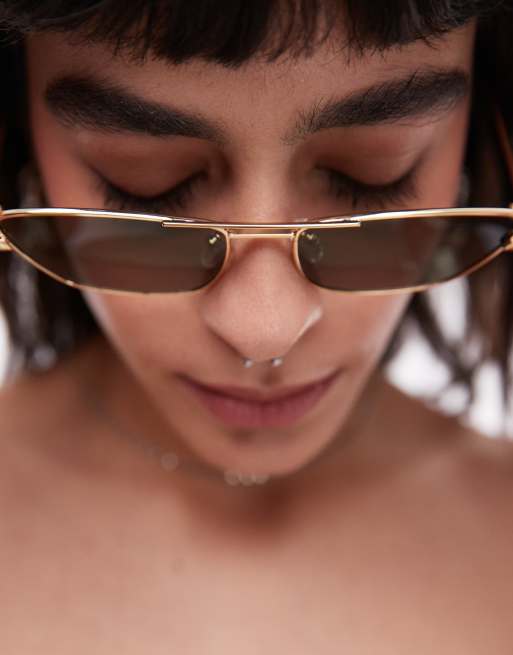 Topshop - Rowan - Occhiali da sole cat-eye dorati in metallo, 2 di 4