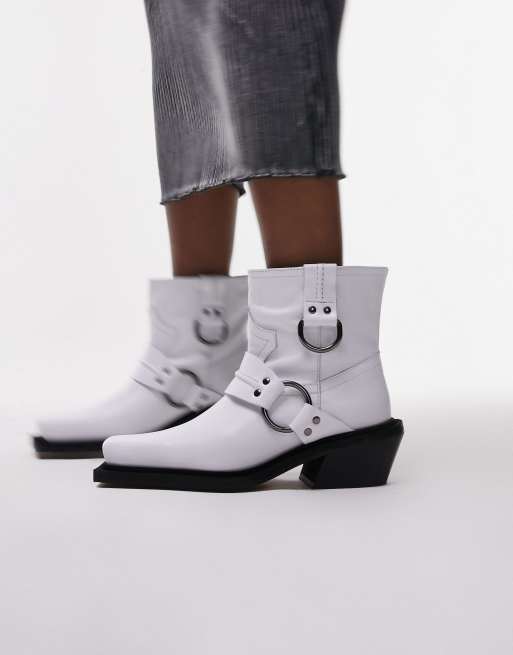 Topshop white store western boots