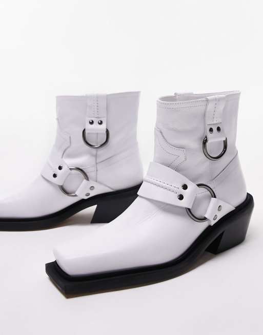 Topshop white store western boots