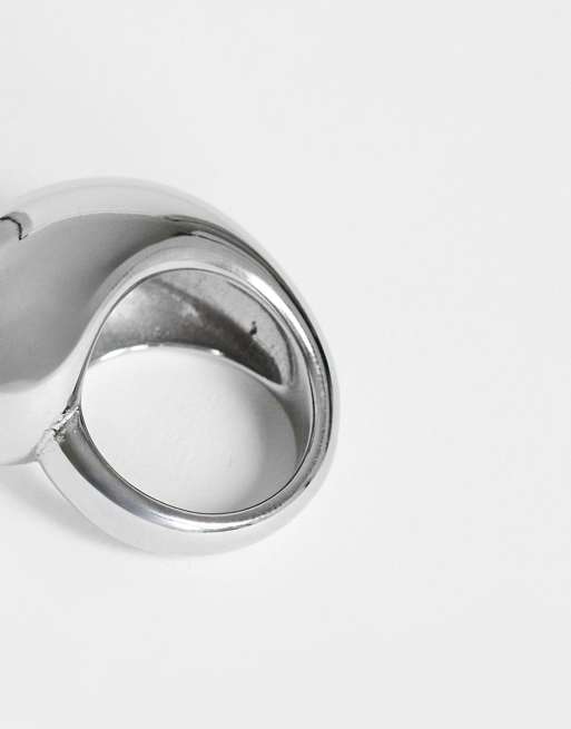 Topshop - Roy - Anillo plateado asimétrico de acero inoxidable resistente al agua, 3 de 3