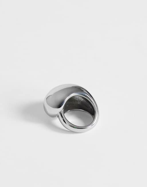 Topshop – Roy – Asymmetrischer Ring aus wasserfestem Edelstahl in Silberoptik, 2 von 3