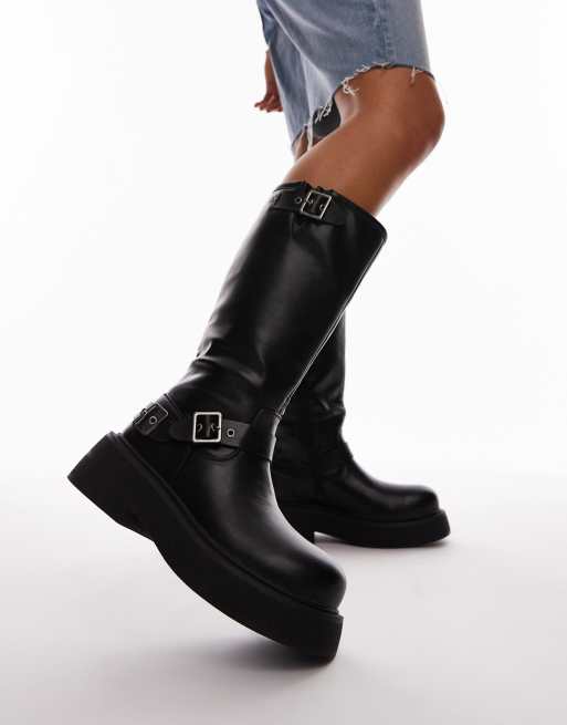 Topshop Roy Bottes chunky style motard avec détail en métal