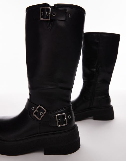 Topshop – Roy – Motorrad-Stiefel in Schwarz mit Metallbesatz und dicker Sohle, 3 von 4